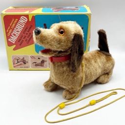 Vintage Leash Controlled Dachshund Dog Toy With Box Hong Kong **NOT WORKING
