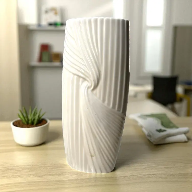 White Ceramic Drape Fluted 6" X 3.75" Vase Avon