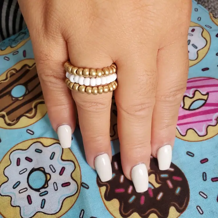 Seed Bead Flexible Ring Set - Wedding Cake