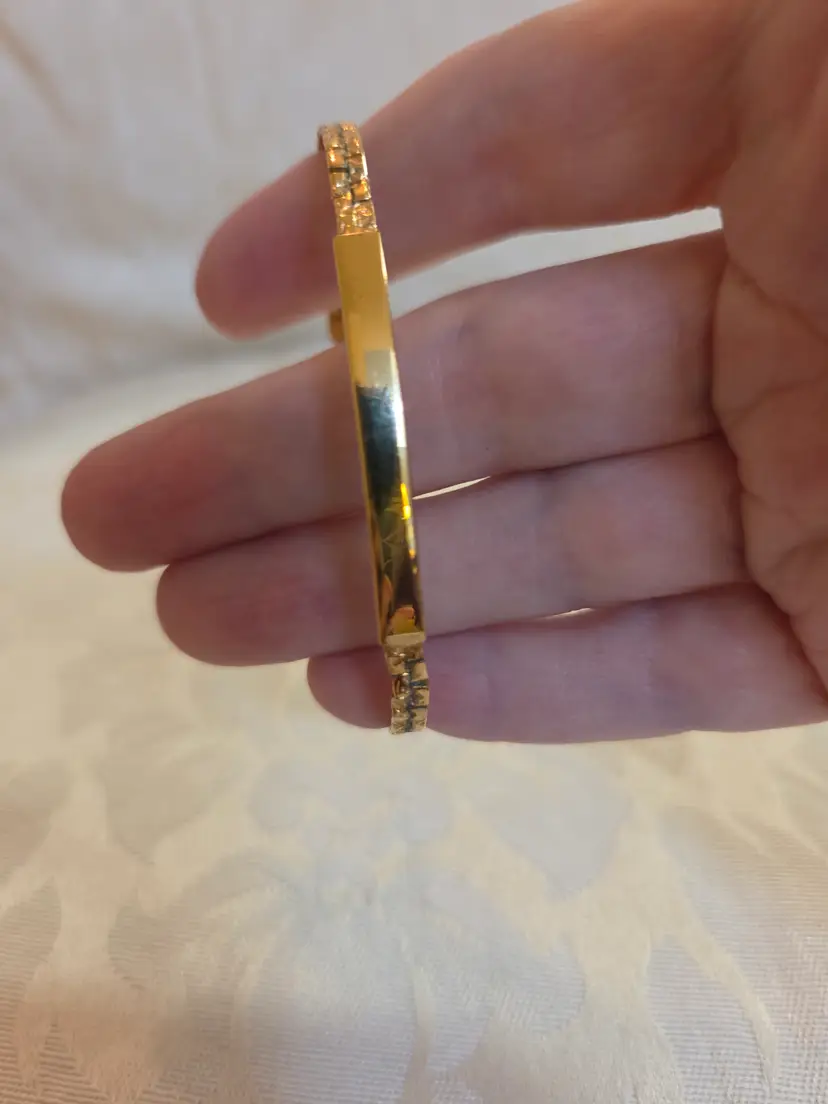 Vintage Gold Tone Nugget Style ID Bracelet 6"