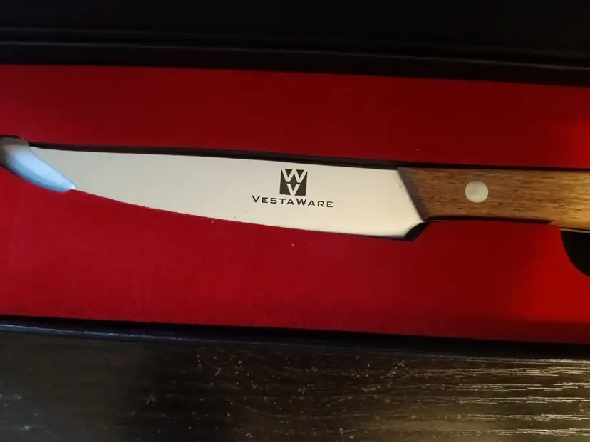 VestaWare 4.5" Utility Knife with Wooden Handle & Gift Box – New