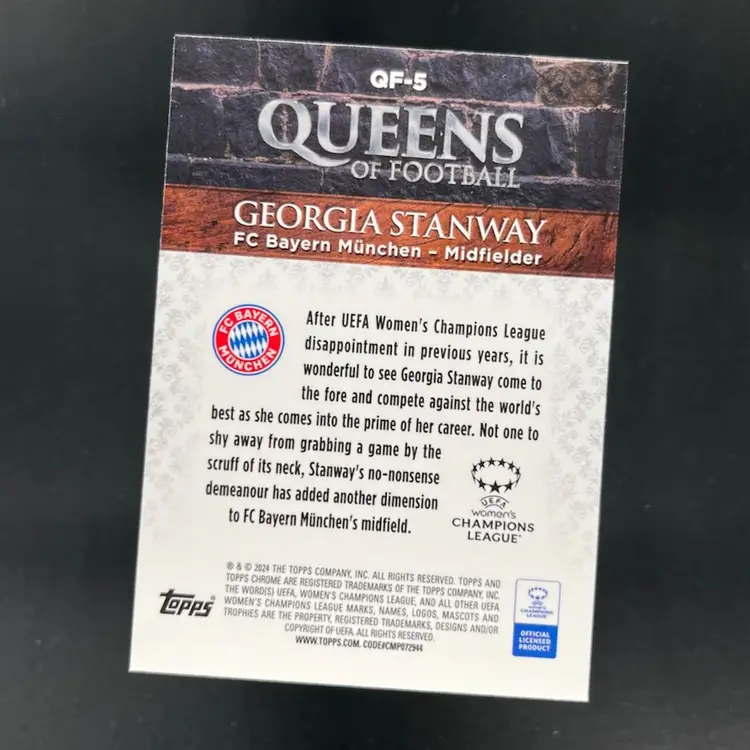 Georgia Stanway 2023/24 Topps Chrome UEFA Women Queens Of Football Soccer Card