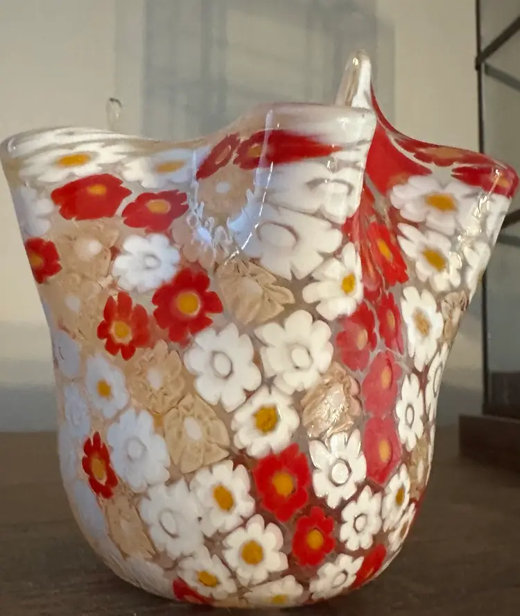 MURANO GLASS CAMPANELLA MILLEFIORI AVENTURINE MULTICOLOR MINI VASE