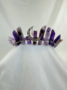 Gorgeous Amethyst Crown with Moon and Star Charms