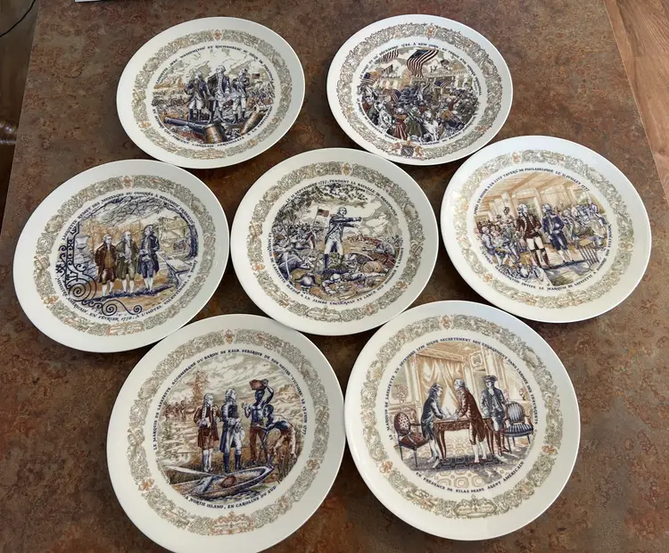American Revolution Vintage Collector Plates Porcelain 1973-1975 Set of Seven