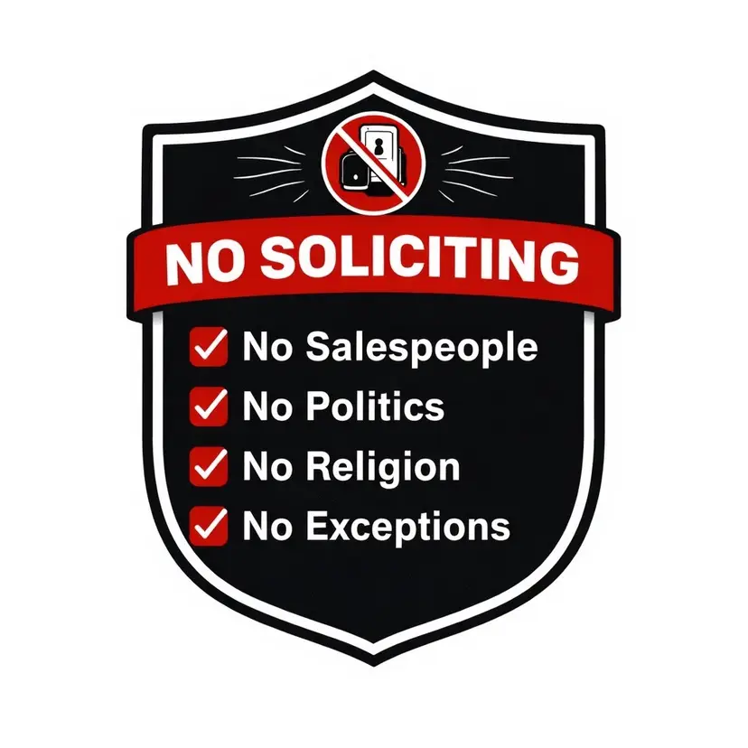 8” - 3 Pack - No Soliciting House Glass Door Sticker