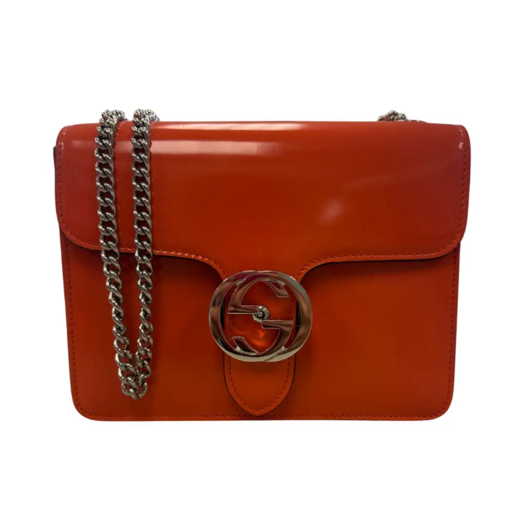 Gucci Orange Patent Flap Bag
