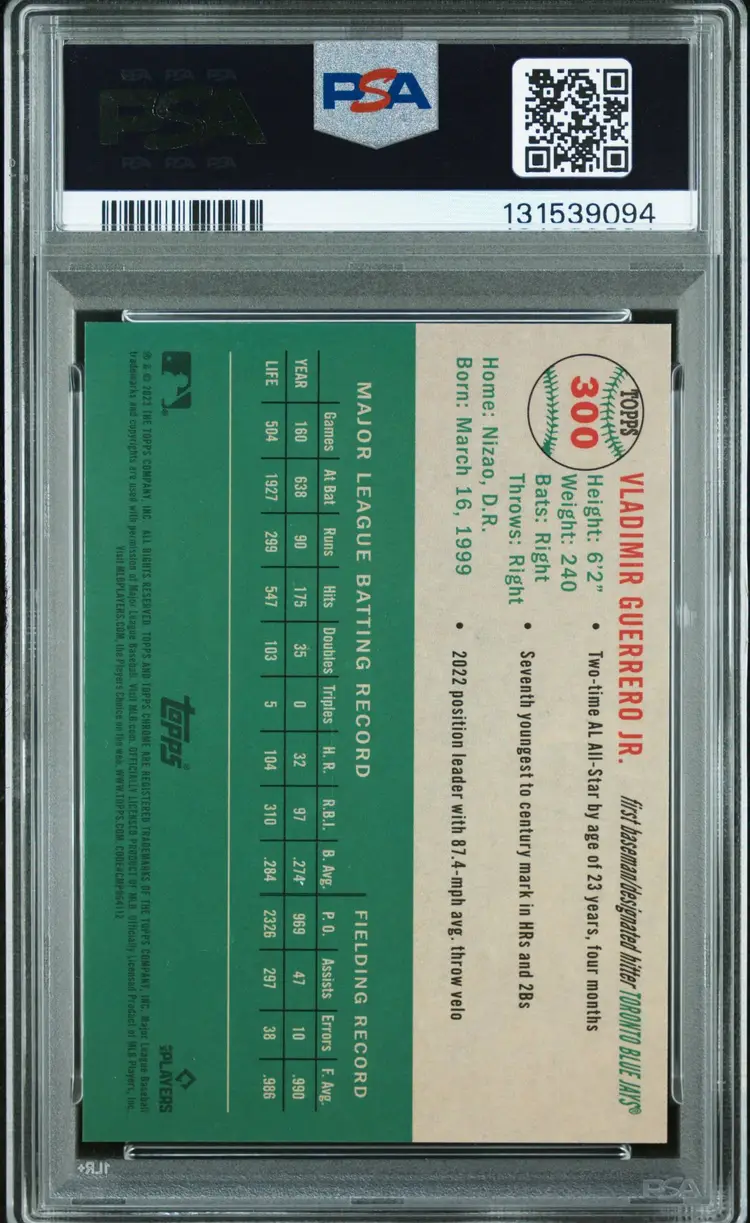 2023 Platinum Anniversary Vladimir Guerrero Jr. Black Toile Refractor /10 PSA 9