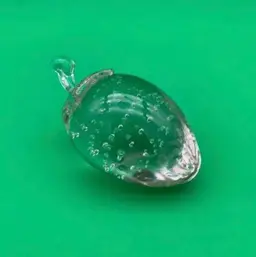 VTG Clear Glass Strawberry Paperweight w/ Controlled Bubbles - 3.5" Long