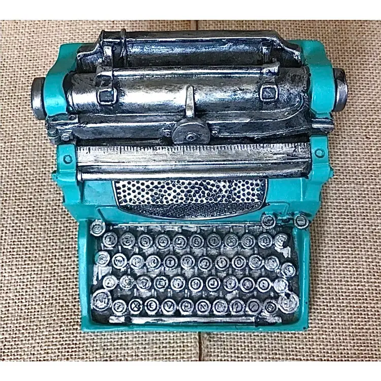 Teal Typewriter Coin Bank Writer Author Gift Retro Old School Novelty Fun Cute