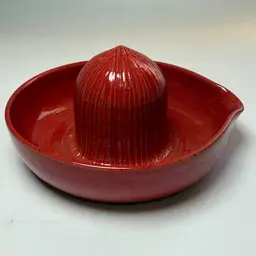 Rachael Pots Handmade Pottery NYC Red Speckled Citrus Juicer Signed Culinary