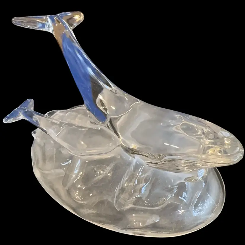 Cristal D' Arques France Art Glass Whale With Calf