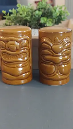Vintage Ceramic Tiki God's Salt And Pepper Shaker Retro Kitchen