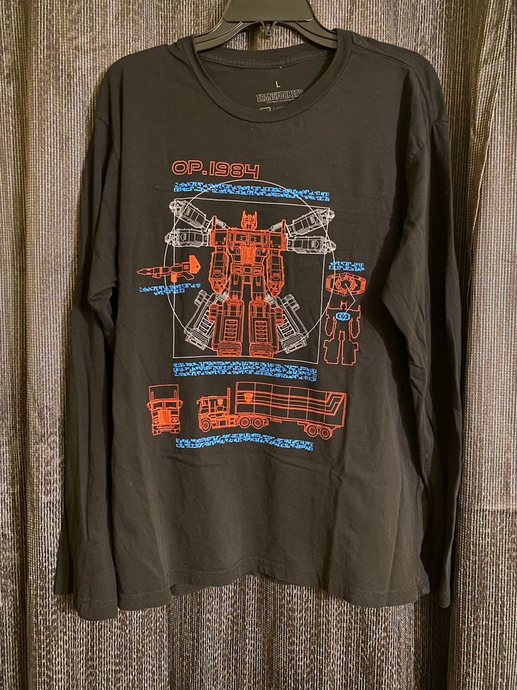Transformers Size Large Black Optimus Prime 1984 Long Sleeve Shirt - 2017 Hasbro