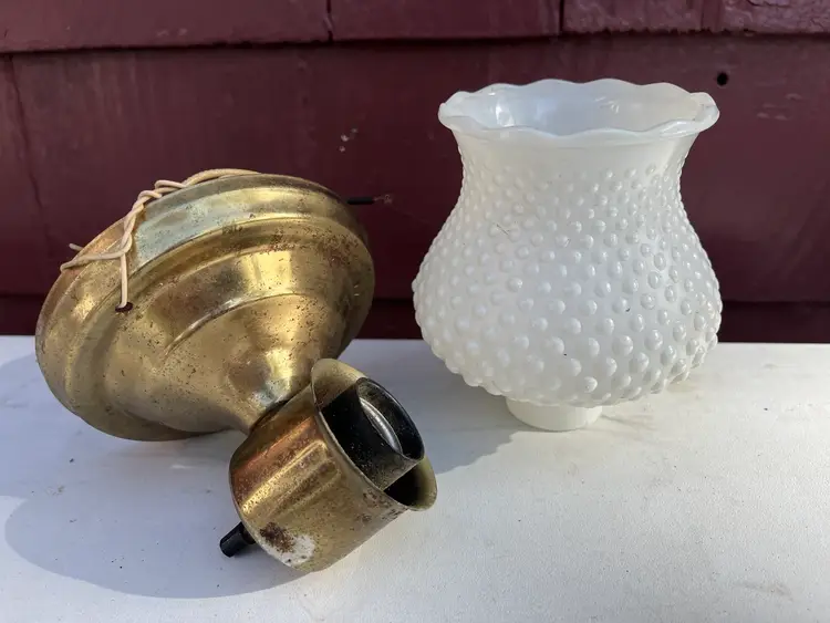 Vintage Hobnail Milk Glass Light Fixture