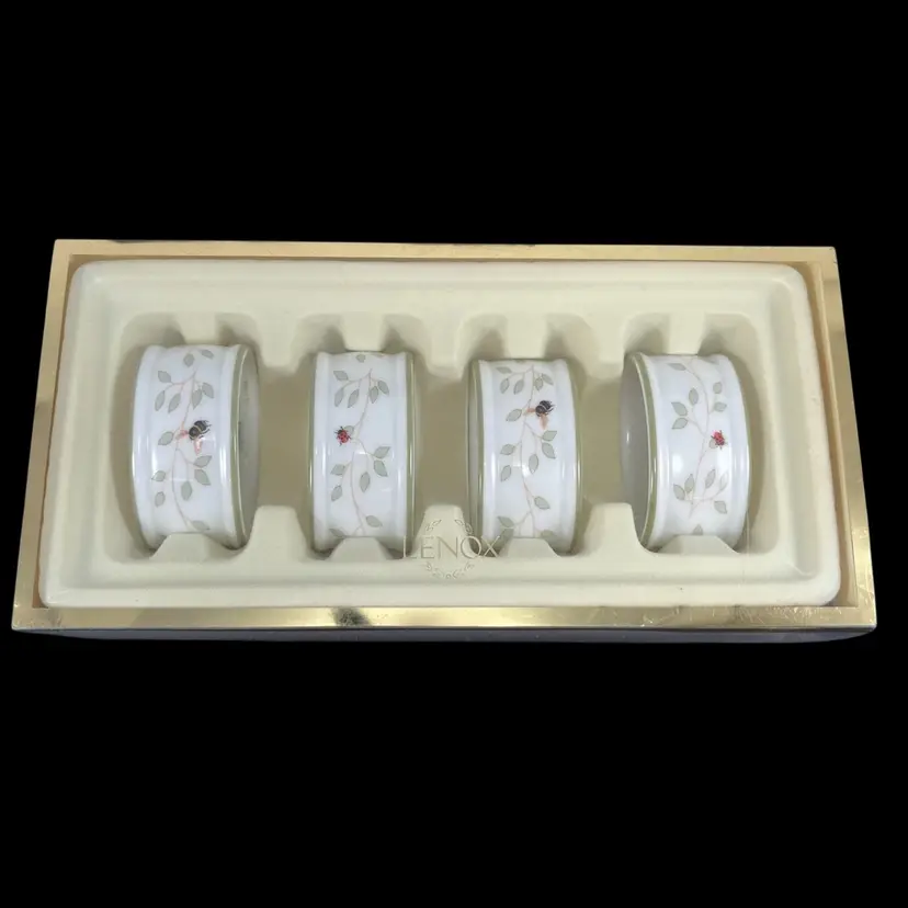 Lenox Butterfly Meadow Napkin Rings, Ladybug And Bumble Bee Porcelain Napkin Rings Set Of Four