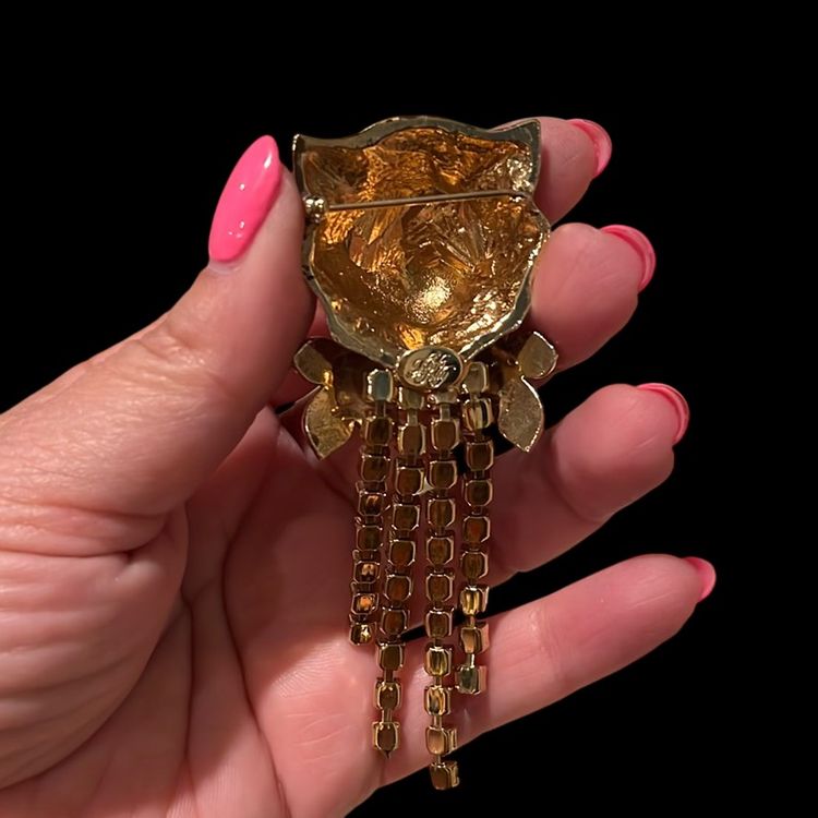 58. Rare Signed KIRKS FOLLY Faux Pearl Marcasite Kitty Brooch Pin~Limited Edition