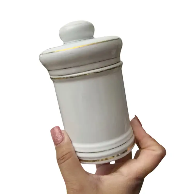 Vintage Porcelain Apothecary Jar-Cotton *read