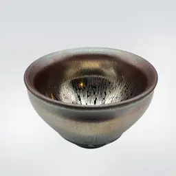 Jianzhan Chinese Tea Bowl of Purple Copper Golden Oil Spot Glaze Pottery | 3.5”