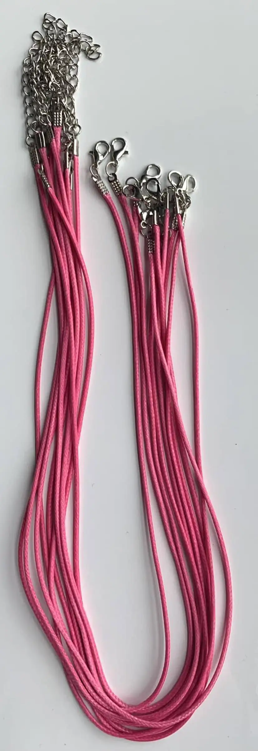 10 Waxed Cotton Necklace Cords 18 inch with Lobster Clasp Pink