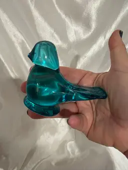 Signed Art Glass Bird aqua blue Phoenix Studio