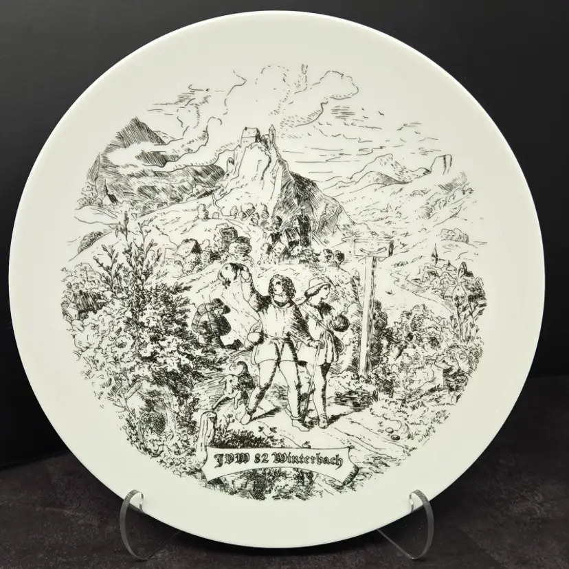 Vintage JDM '82 Winterbach Black and White Wall Plate, Germany, Isle Schmidt