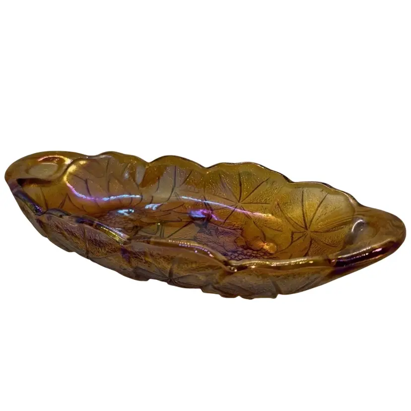 Stunning Vintage Carnival Glass Indiana Candy Dish/ Relish Tray Iridescent

Excellent Shape, No Chips Or Cracks

I Have Some Other Indiana Carnival Glass Listed