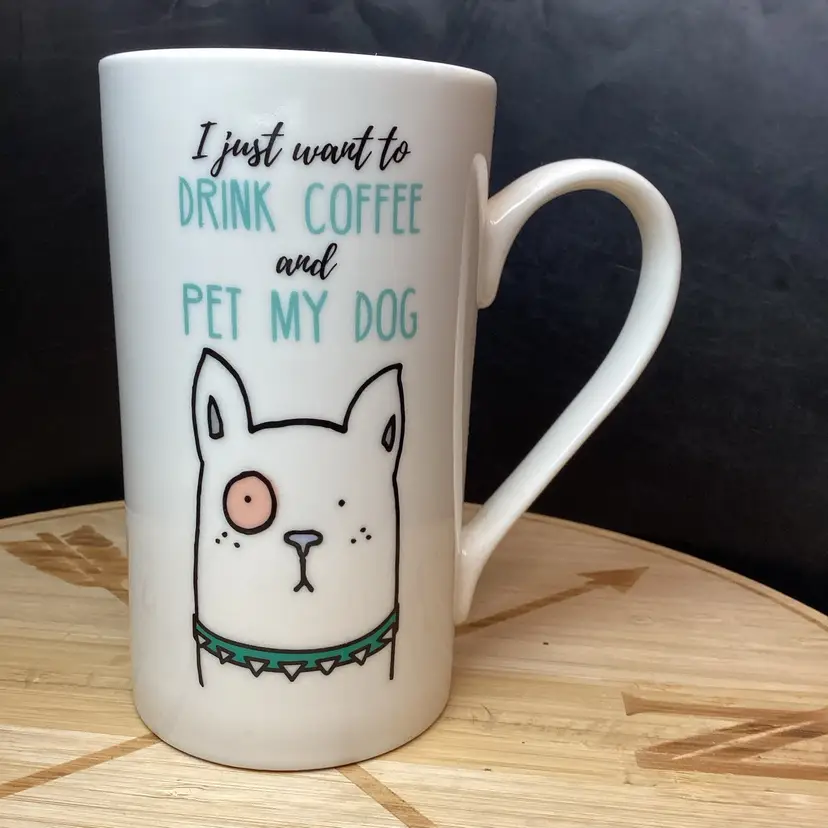 Clay Art Mug “I Just Want To Drink Coffee And Pet My Dog”