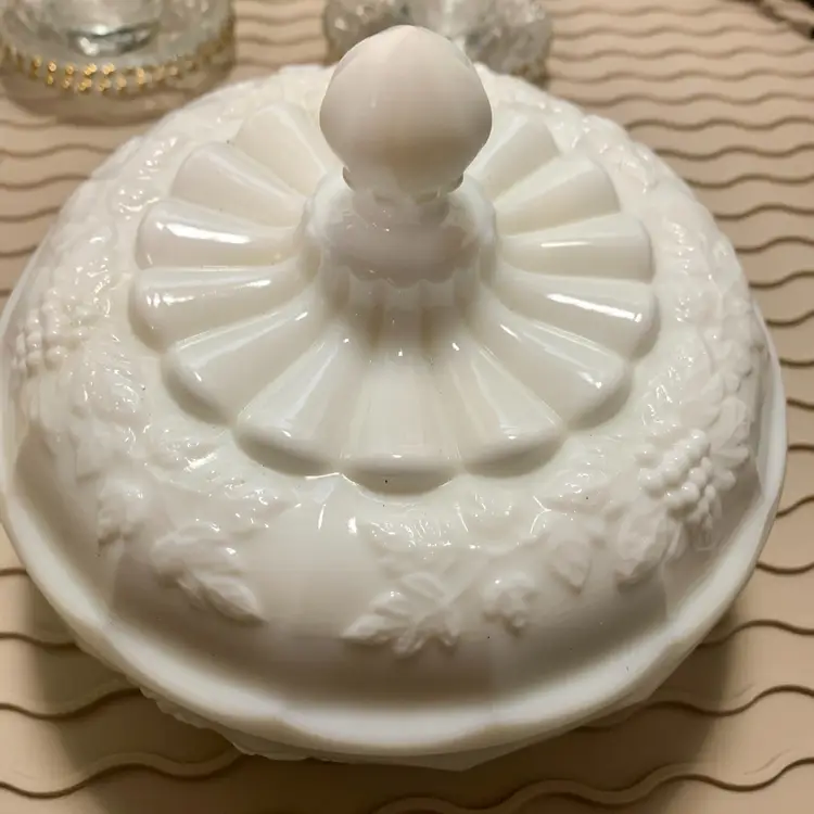 Vintage Westmoreland Milk Glass Covered Dish