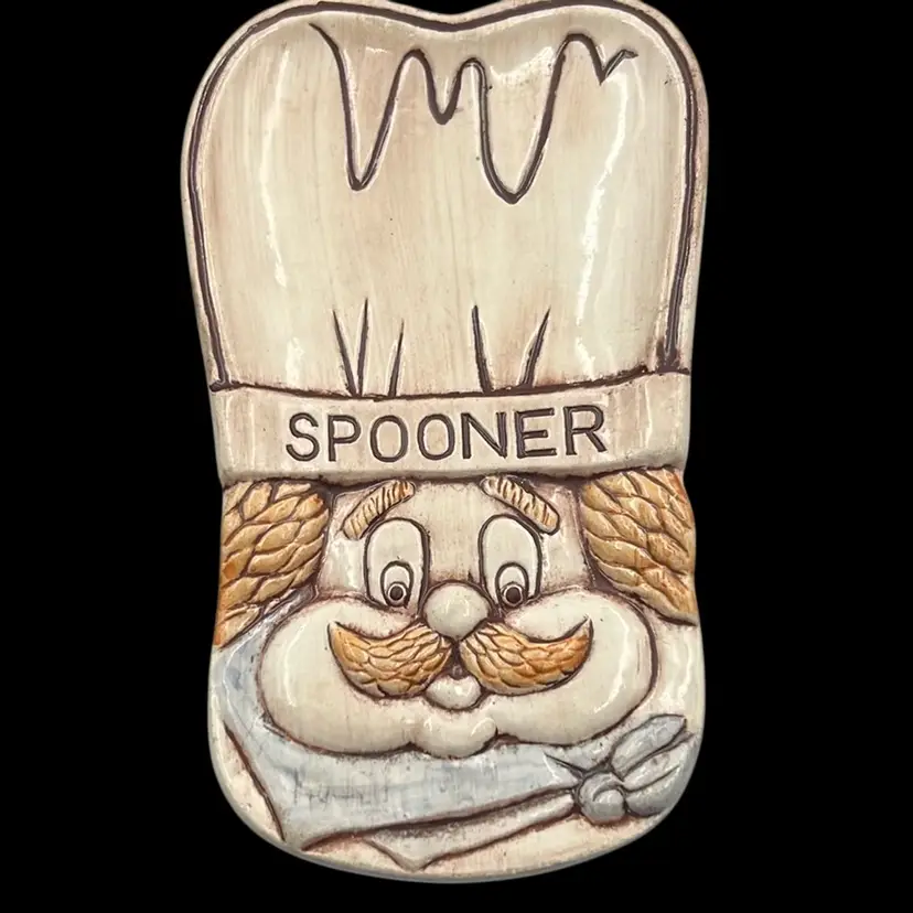 Rare Vintage Treasure Craft Spooner Chef Cook Spoon Rest  8.5” x 5”