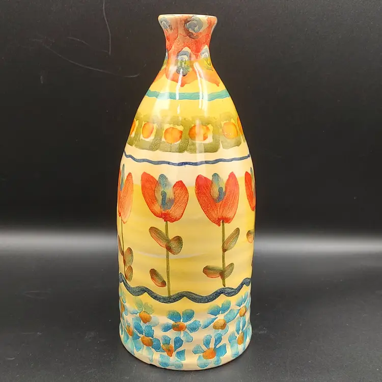 Vtg Hand Painted Italian Pottery Vase