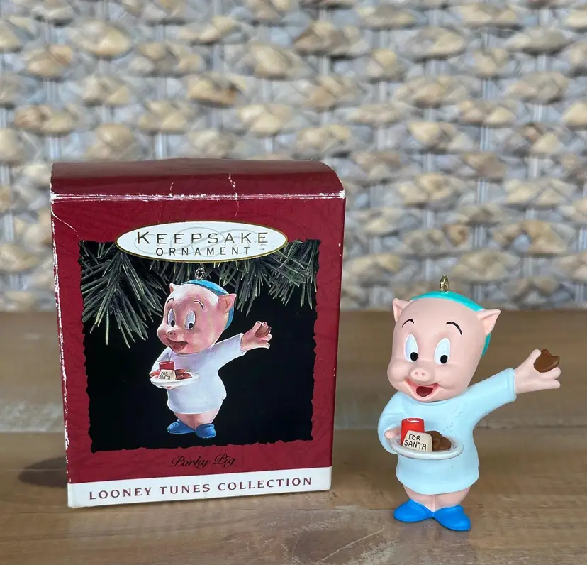 Hallmark Keepsake 1993 Ornament Looney Tunes Porky Pig Santa's Cookies In Box
