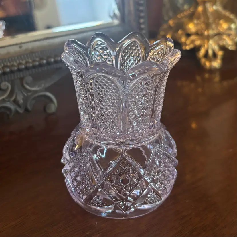🐇Antique EAPG Amethyst Toothpick Candle Holder