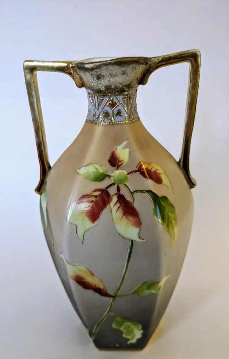 RARE Antique Japan Nippon VASE Moriage Ware Art Nouveau Hand Painted FLOWERS