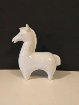 MCM Bitossi Style White Ceramic Horse Figure Signed