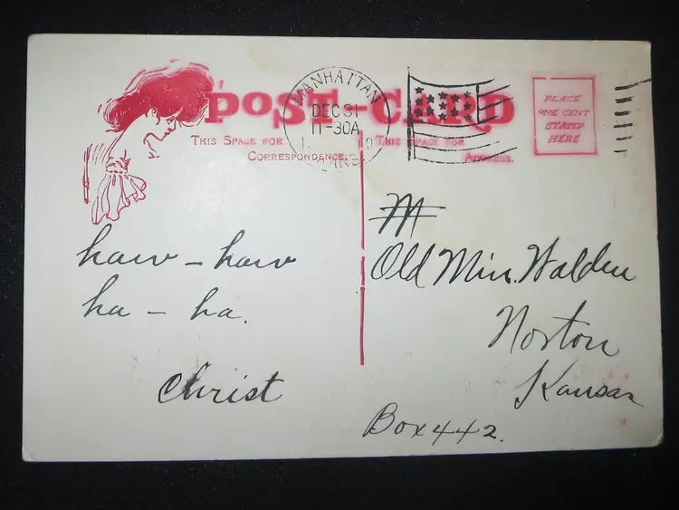 Witty Antique Postcard 1913 Posted New Year's Eve