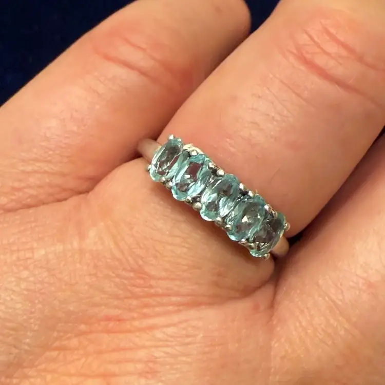 Sterling Silver STS 925 Chuck Clemency Blue Topaz Ring Size 7