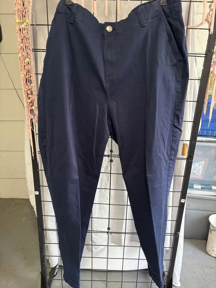 Ladies 2 piece like new bohemian print navy top & GAP SZ 16 Navy Pants