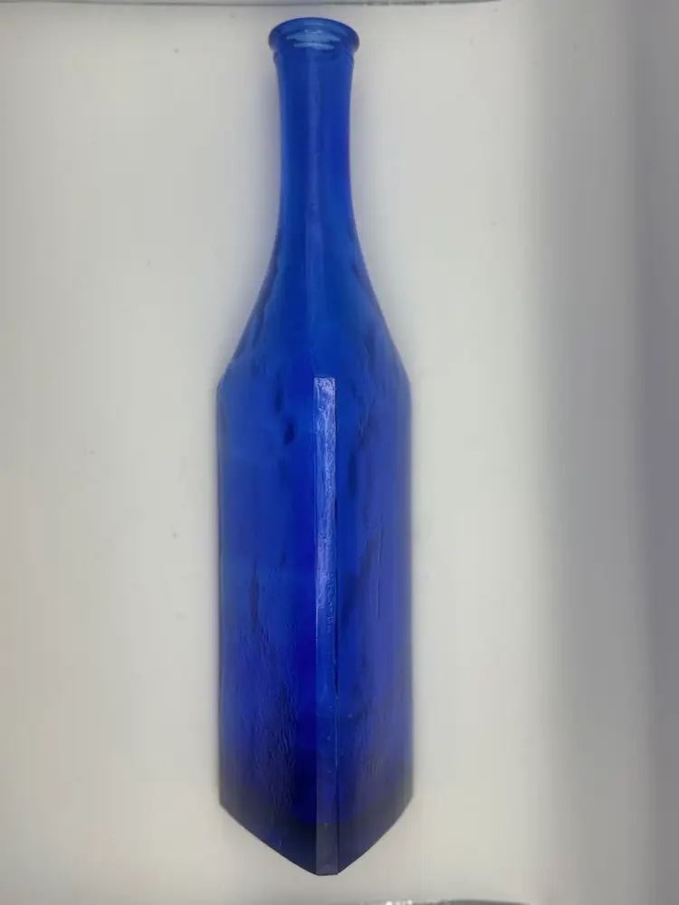 Three Sided Cobalt Blue Bottle Made In Spain 10”