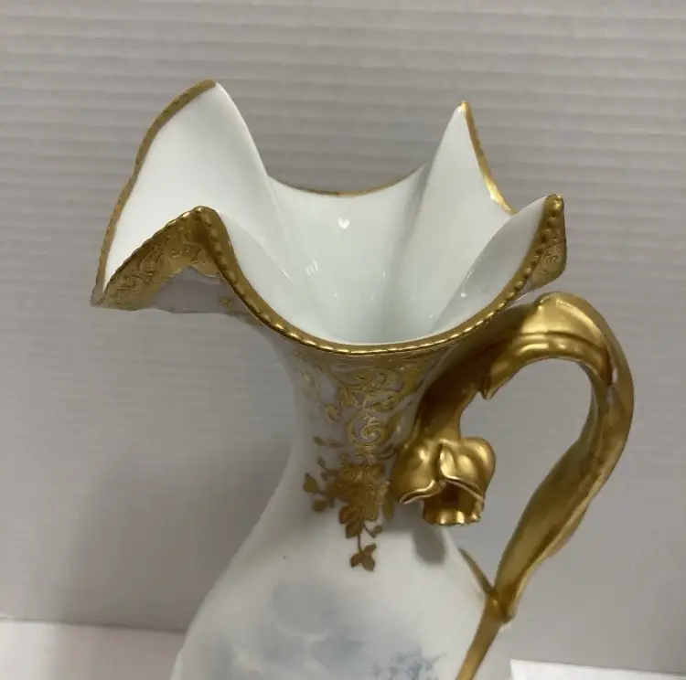 Sevres / JPL Limoges Handled Ewer Vase   14.5 Large Antique