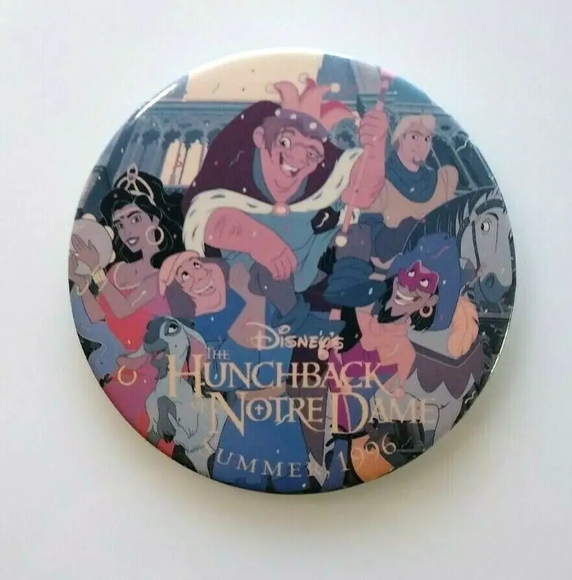 Disney Hunchback Of Notre Dame 3" Large Button Badge Vintage 1996 Original Promo