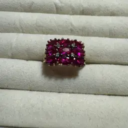 Good Over Sterling Ruby Cluster Ring Sz 9