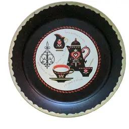 Vintage 1950s Dutch Style Metal Tin Serving Tray - Kaffee Klatch