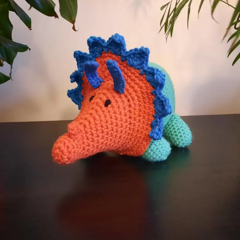 Handmade Crochet Triceratops Dinosaur Plush Toy Amigurumi