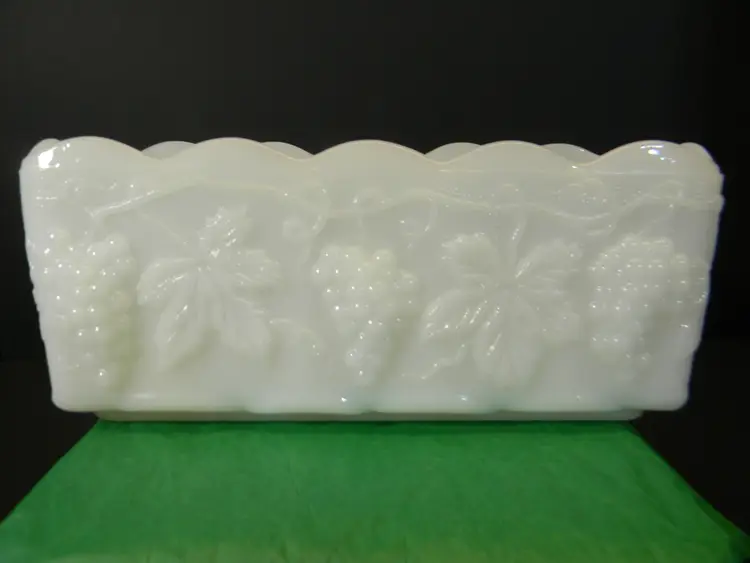 Anchor Hocking Fire King Milk Glass Pattern of Grape Leaf