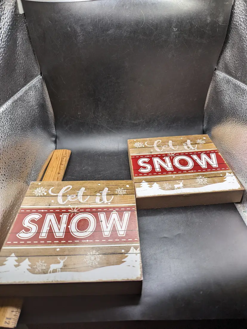 Lot of 2 Let it Snow Wooden Signs