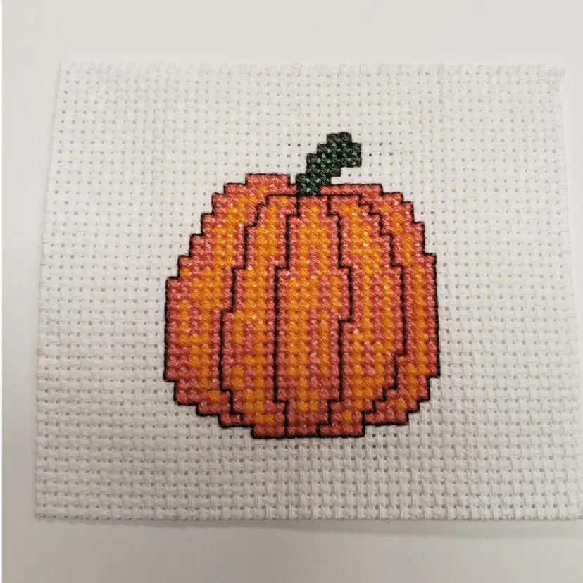 New Handmade Cross-stitched Pumpkin Piece