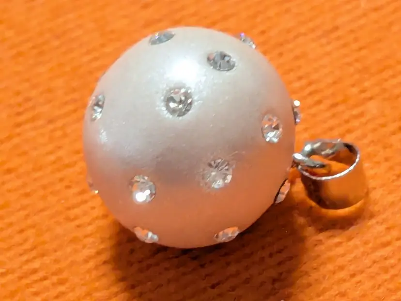 Sterling Silver Pink Round with Crystals Pendant Charm