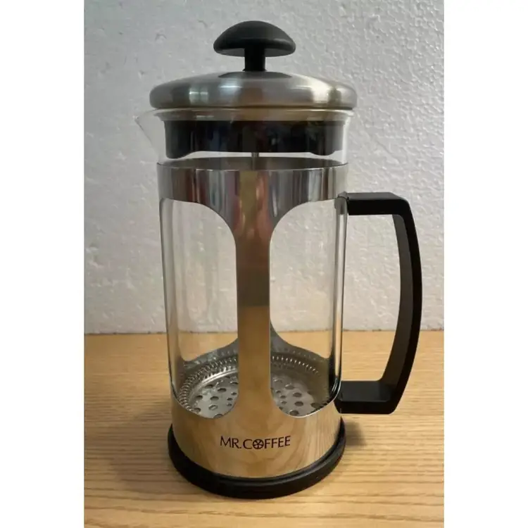 Mr Coffee French Press 1.2 Qt Stainless Steel & Glass Scoop and Instructions