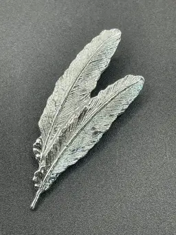 Vintage Silver Colored Gerry’s Double Feather Brooch